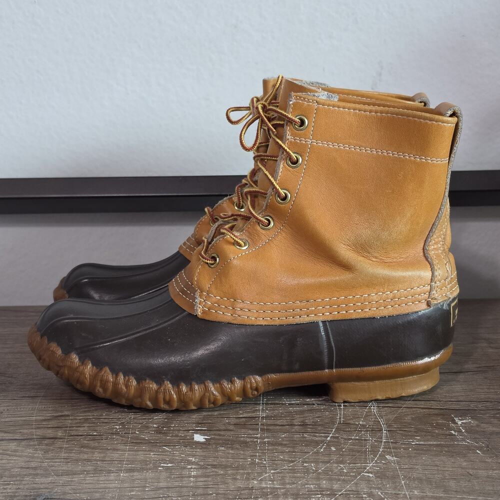 LL Bean Maine Hunting Leather Duck Boots Shoes Size 9 Brown